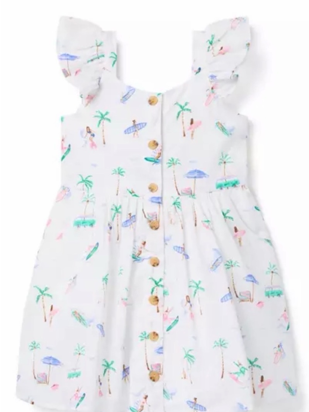 Janie and Jack White Tropical Print Ruffle-Sleeve Dress
